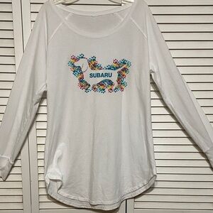 Subaru White T Shirt With Dachshund Silhouette